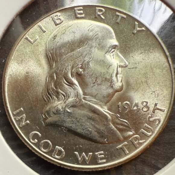 1948-D 50C Franklin Half Dollar 90% Silver Brilliant Uncirculated - Picture 1 of 8